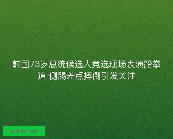 韩国73岁总统候选人竞选现场表演跆拳道 侧踢差点摔倒引发关注